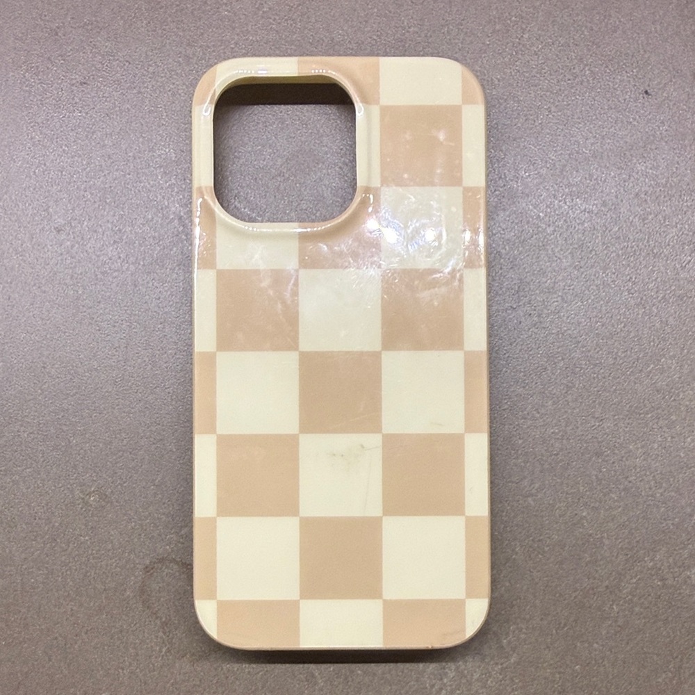 MagSafe Checkered iPhone 13 Pro Beige and Cream Phone Case